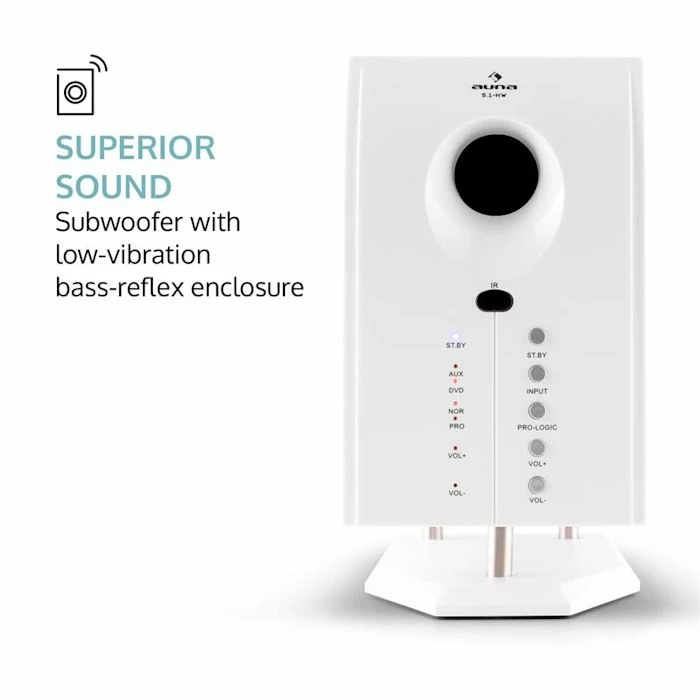 Auna Systèmes D´enceintes 5.1 Areal 525 WH Soundsystem 5.1 7 Auna Systèmes D´enceintes 5.1 Areal 525 WH Soundsystem 5.1 – Image 5