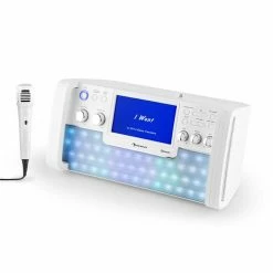 Auna Multimedia DiscoFever LED Chaîne Karaoké -Audio-et-HiFi Soldes 10030798 yy 0007 front auna DiscoFever LED Bluetooth Karaokeanlage weiss