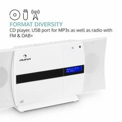 Auna Multimedia [second Choix] Chaîne Stéréo Verticale V-20 DAB -Audio-et-HiFi Soldes 10031467 0003 logo auna V20 DAB Vertikal Stereoanlage weiss reedit