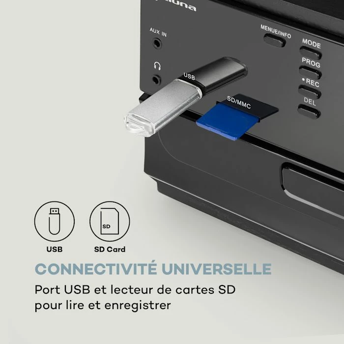 Auna Multimedia Chaîne Stéréo Rétro Oakland DAB 6 Auna Multimedia Chaîne Stéréo Rétro Oakland DAB – Image 4