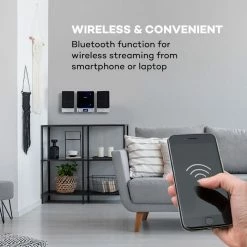 Auna Multimedia Microstar Micro Chaîne -Audio-et-HiFi Soldes 10035302 yy 0005 logo auna Vertical Microsystem BT CD USB MP3 SI BK