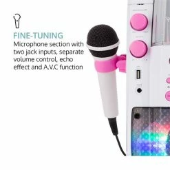 Auna Lecteurs & Chaînes Karaoké Kara Kit Liquida BT Rose + Dazzl Mic -Audio-et-HiFi Soldes 60002103 yy 0007 logo auna Kara Liquida BT Karaoke Anlage weiss pink