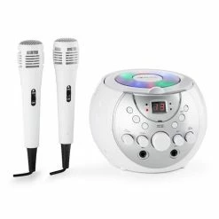 Auna Lecteurs & Chaînes Karaoké SingSing Blanc + Dazzl Mic Set -Audio-et-HiFi Soldes 60002110 yy 0004 front auna SingSing portable Karaoke Anlage weiss